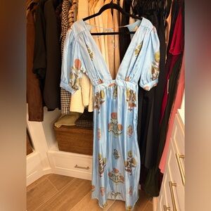 Hannah Light Blue Floral Maxi Dress